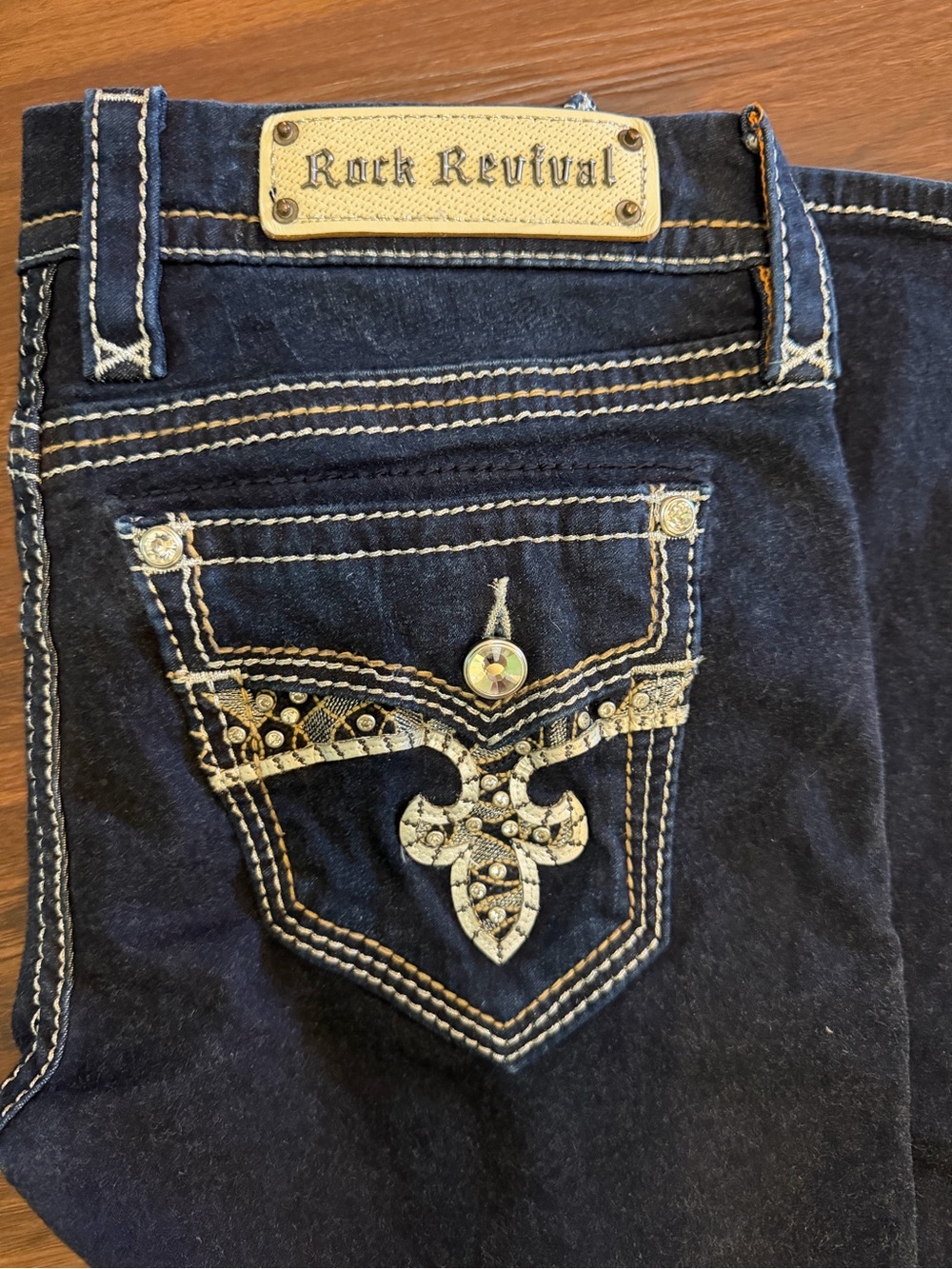 Rock Revival Navy High-Rise Jeans with Embellished Back Pocket